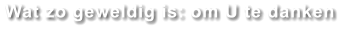 Wat zo geweldig is: om U te danken